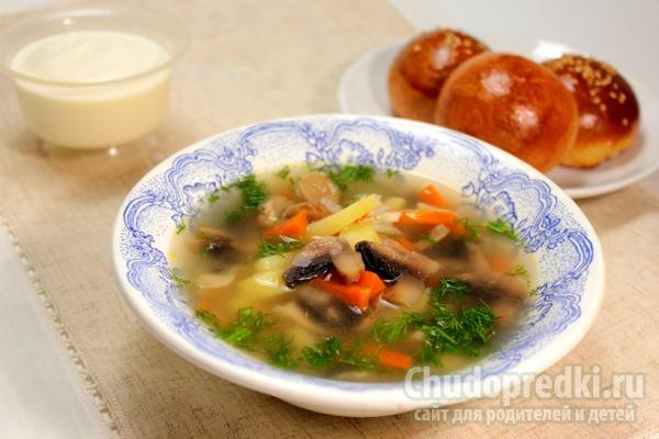 ароматный куриный суп с шампиньонами