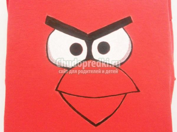 роспись футболки акриловыми красками. Angry Birds