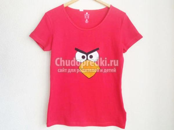 роспись футболки акриловыми красками. Angry Birds