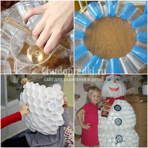 Делаем снеговика из пластиковых стаканчиков. Идеи для Нового года