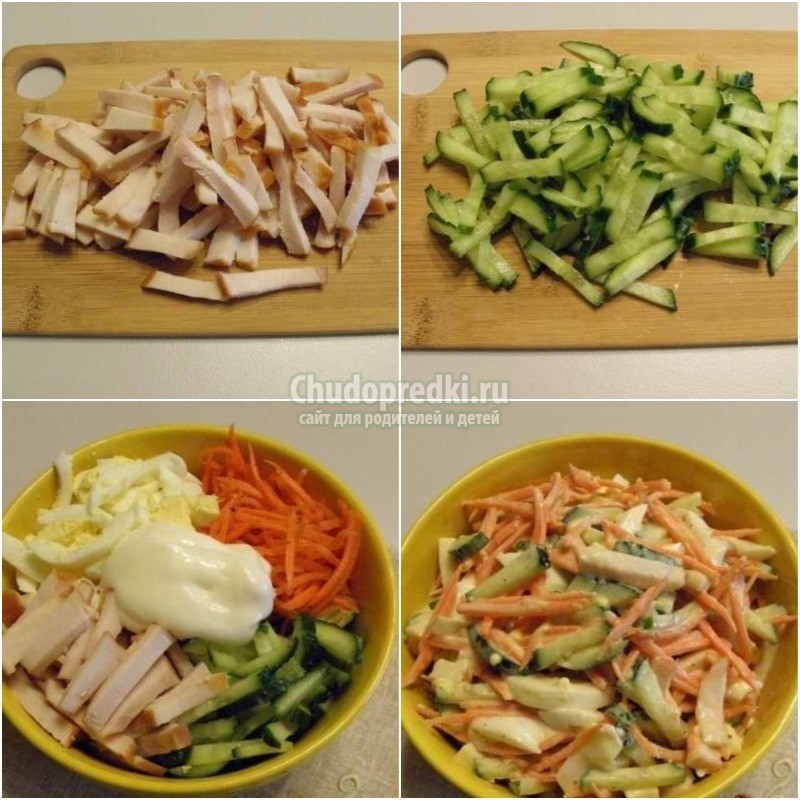 Салат с корейской морковью и курицей. Лучшие рецепты с фото