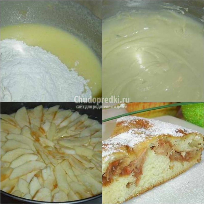 Яблочный пирог на кефире. Пошаговые рецепты с фото